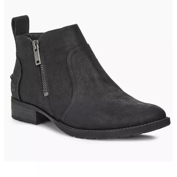 Ugg Aureo ll Waterproof Ankle Boots US9 EU40 Black Zip Up - Picture 1 of 9
